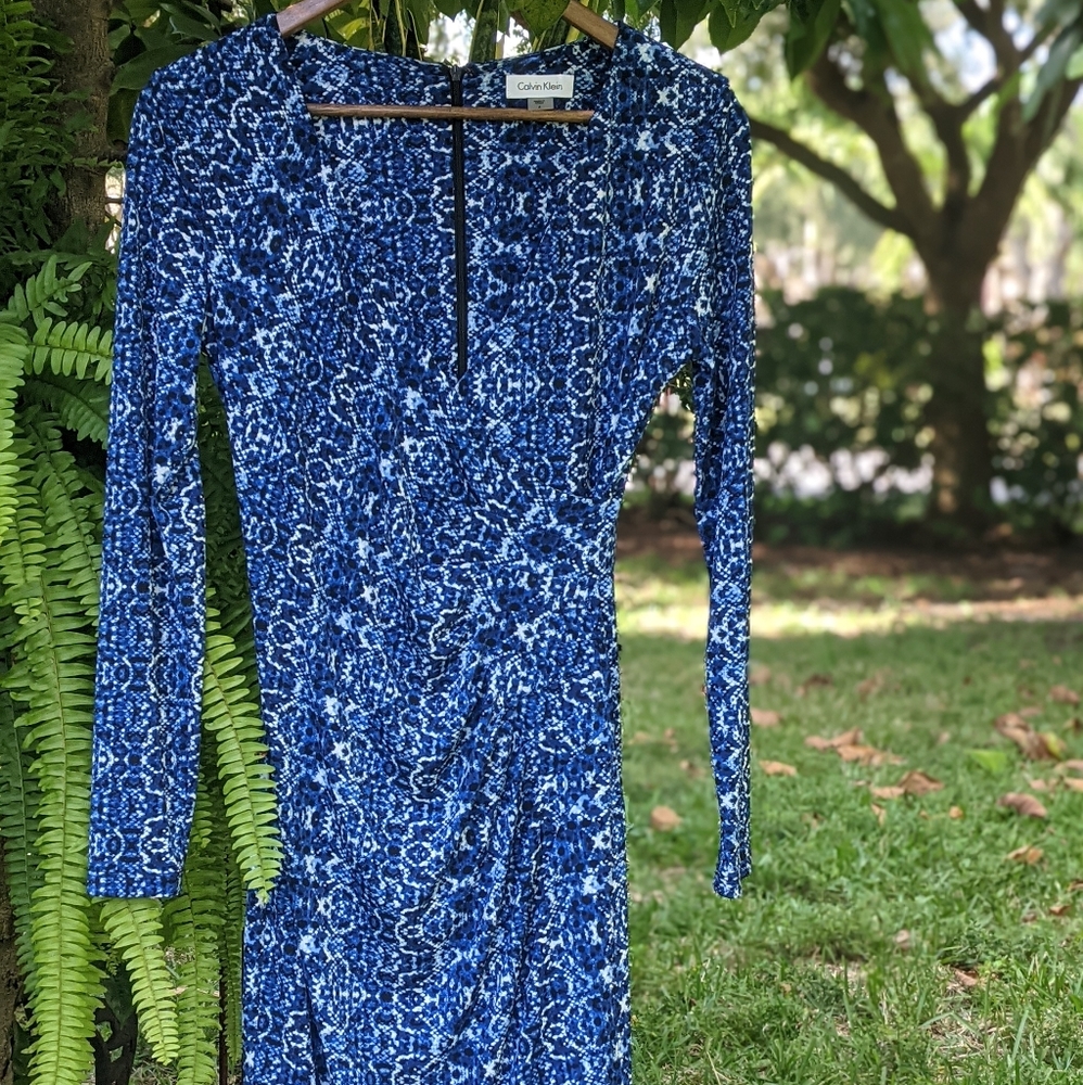 Women's Calvin Klein Blue Floral midi Dress size 4